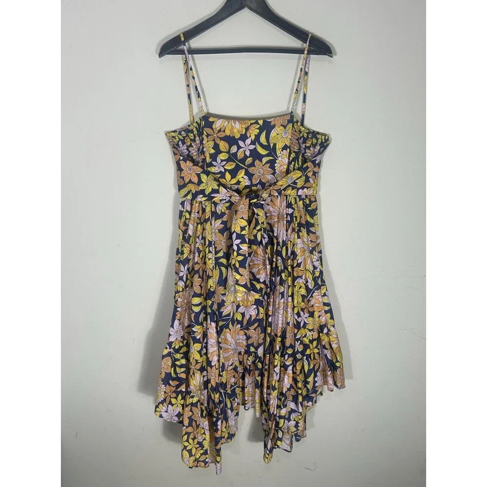 J.Crew Dress Womens XL Multicolor Floral Smocked‎ Hi-Low Ruffle Sundress Cotton